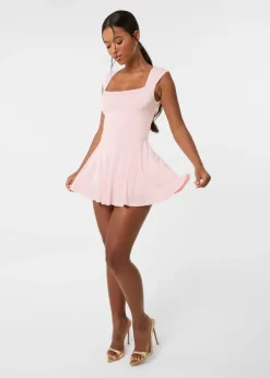 Pink Vanilla Pink Slinky Open Back Mini Flippy Playsuit