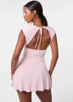 Pink Vanilla Pink Slinky Open Back Mini Flippy Playsuit