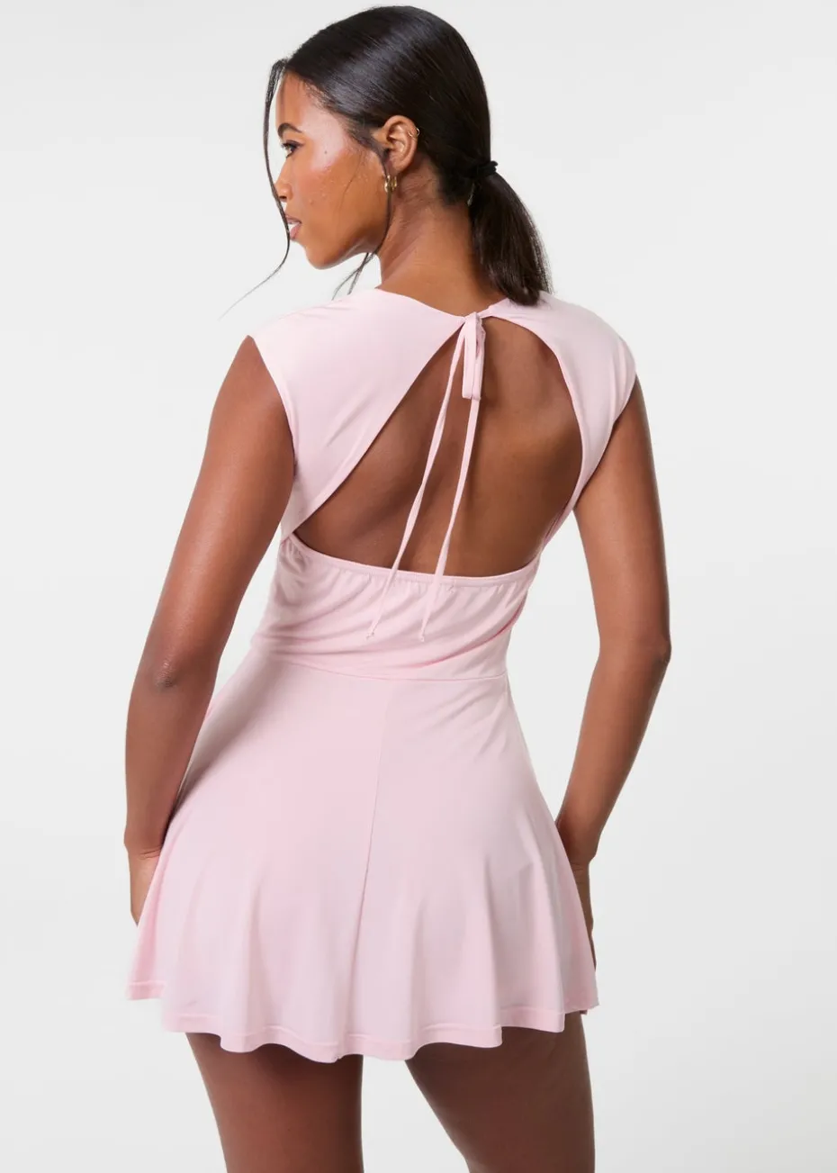 Pink Vanilla Pink Slinky Open Back Mini Flippy Playsuit