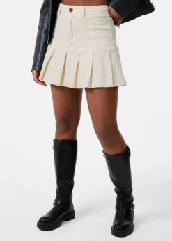 Pink Vanilla Stone Denim Pleat Mini Skirt