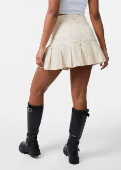 Pink Vanilla Stone Denim Pleat Mini Skirt