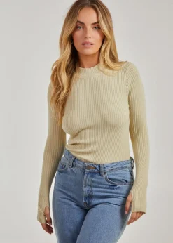 Pink Vanilla Stone High Neck Ribbed Top