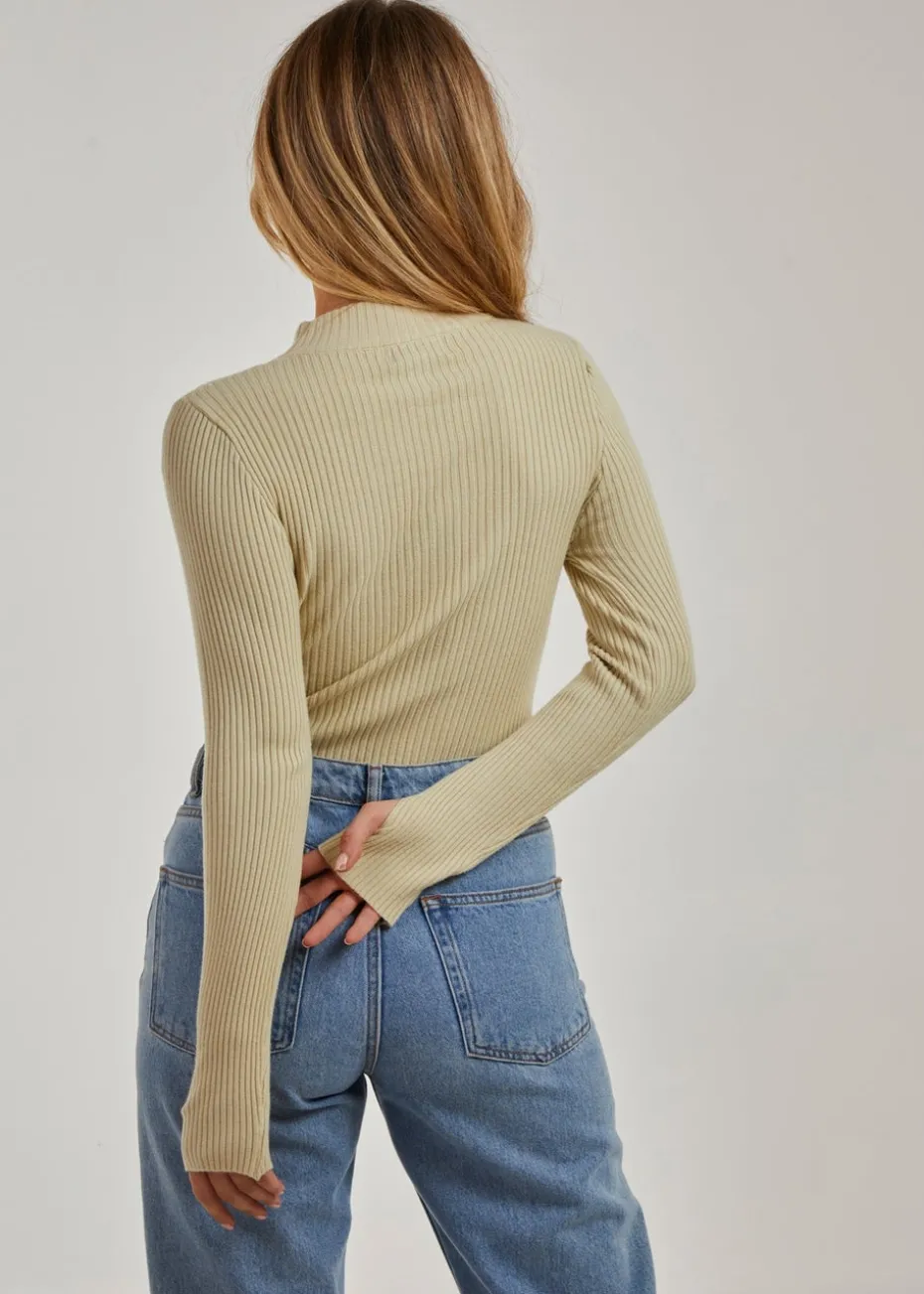 Pink Vanilla Stone High Neck Ribbed Top