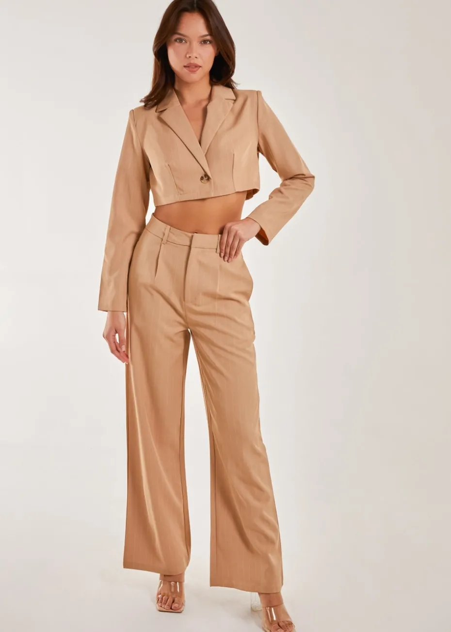 Pink Vanilla Stone Pinstripe Wide Leg Trousers