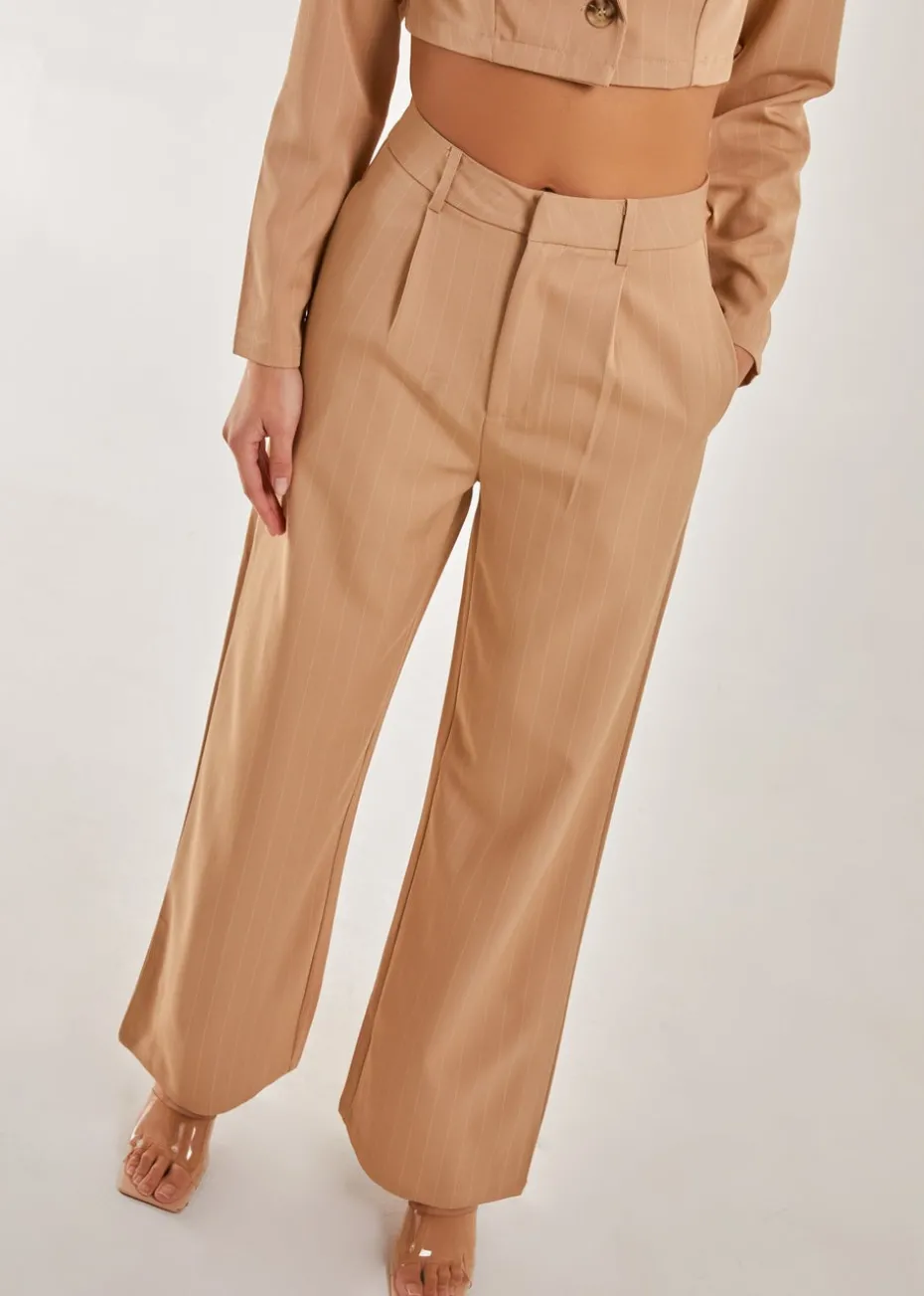 Pink Vanilla Stone Pinstripe Wide Leg Trousers