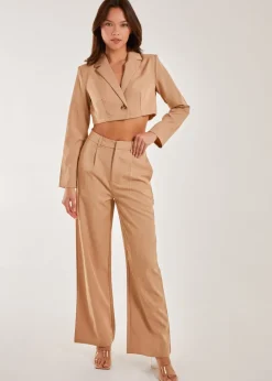 Pink Vanilla Stone Pinstripe Wide Leg Trousers