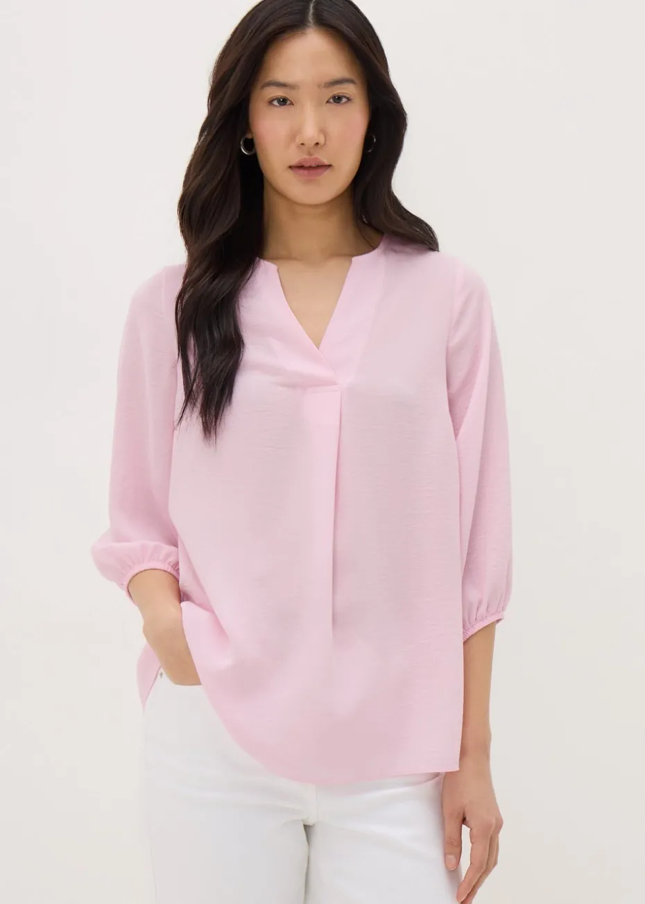Pink V-Neck Airflow Blouse