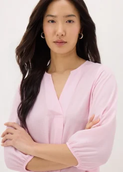 Pink V-Neck Airflow Blouse