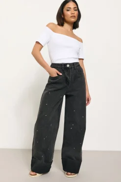 Pixiegirl Black Paint Splatter Non-Stretch Wide Leg Jeans