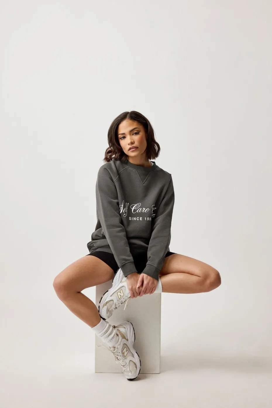 Pixiegirl Grey Self Care Club Sweatshirt Dress