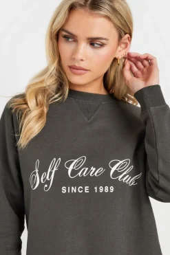 Pixiegirl Grey Self Care Club Sweatshirt Dress