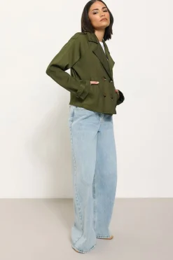 Pixiegirl Olive Green Cropped Trench Duster Coat