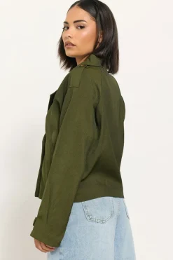 Pixiegirl Olive Green Cropped Trench Duster Coat