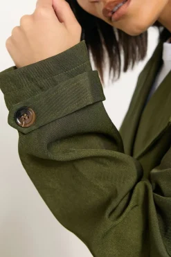 Pixiegirl Olive Green Cropped Trench Duster Coat