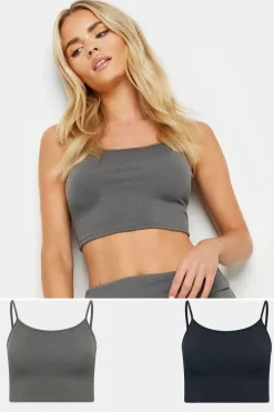 Pixiegirl Petite 2 Pack Grey Ribbed Bralette Top