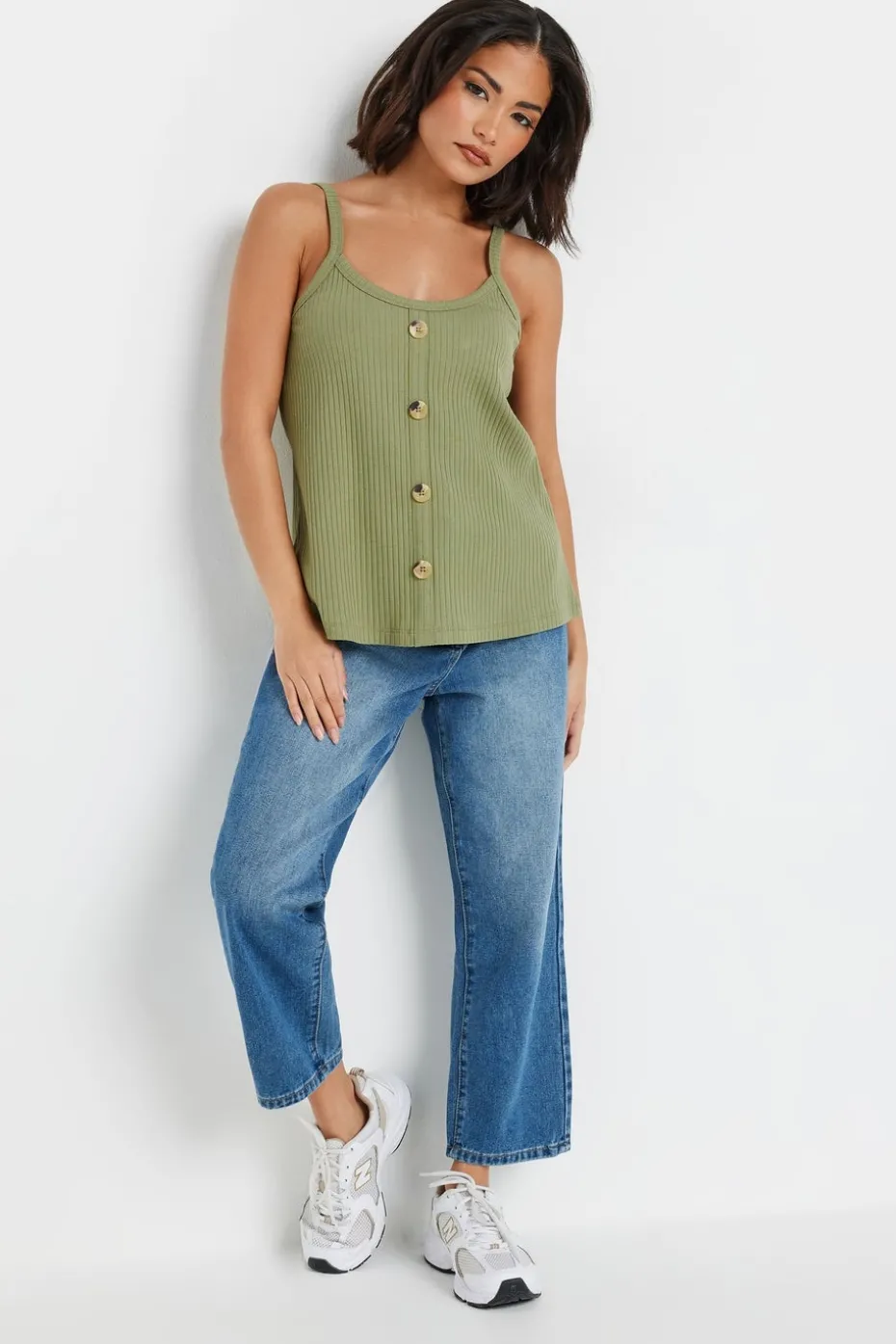 Pixiegirl Petite 2 Pack Sage Green & Purple Button Down Cami Tops