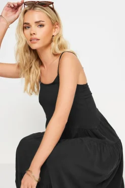 Pixiegirl Petite Black Asymmetric Tiered Maxi Dress