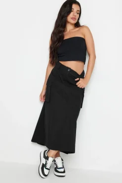 Pixiegirl Petite Black Cargo Maxi Skirt