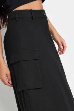 Pixiegirl Petite Black Cargo Maxi Skirt