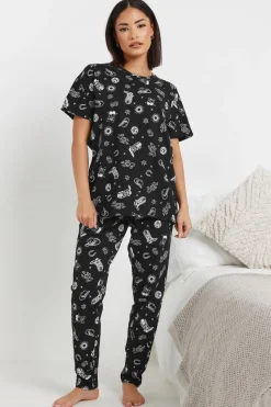 Pixiegirl Petite Black Cowboy Graphic Tapered Pyjama Set