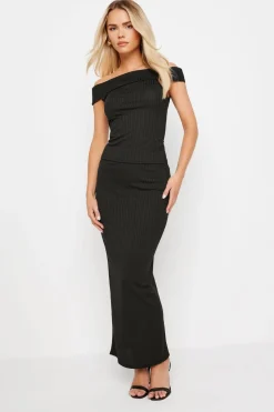 Pixiegirl Petite Black Ribbed Maxi Tube Skirt