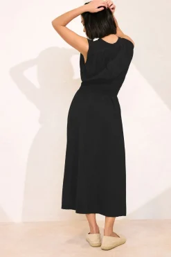 Pixiegirl Petite Black Shirred Waist Midaxi Dress