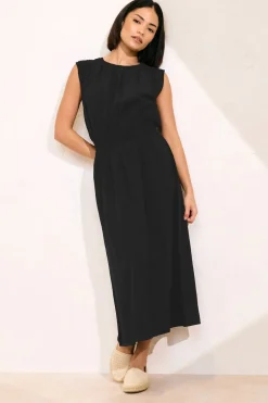 Pixiegirl Petite Black Shirred Waist Midaxi Dress