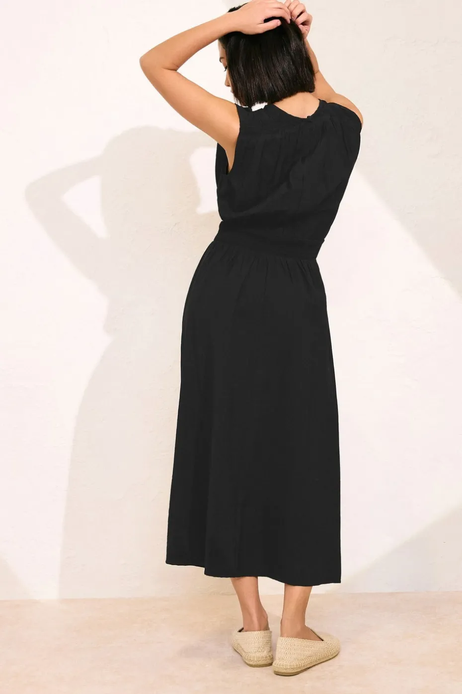 Pixiegirl Petite Black Shirred Waist Midaxi Dress