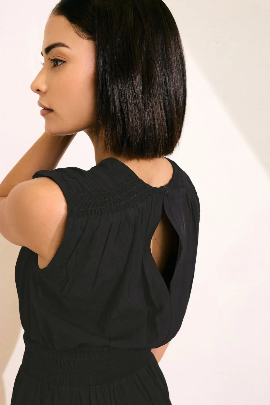 Pixiegirl Petite Black Shirred Waist Midaxi Dress