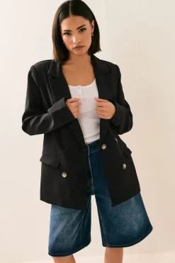 Pixiegirl Petite Black Tailored Double Breasted Blazer