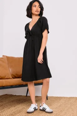 Pixiegirl Petite Black Tie Front Mini Dress