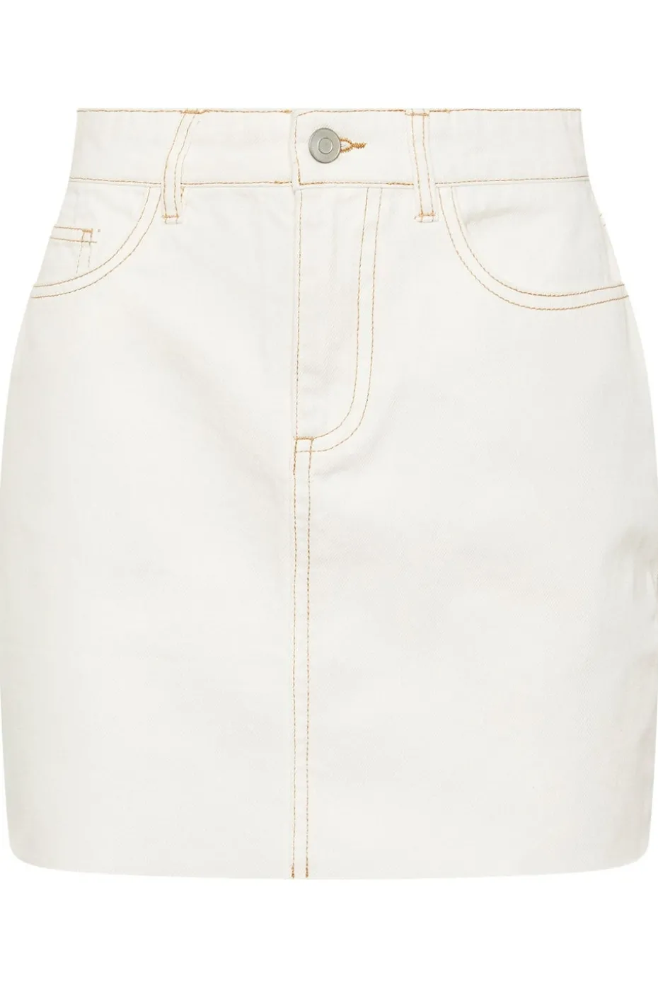 Pixiegirl Petite Cream Denim Contrast Stitch Mini Skirt