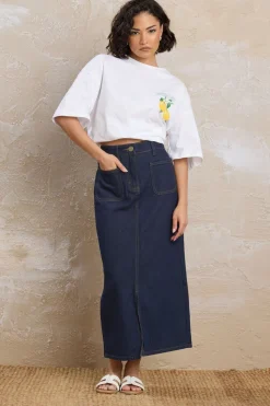 Pixiegirl Petite Dark Blue Pocket Patch Denim Skirt