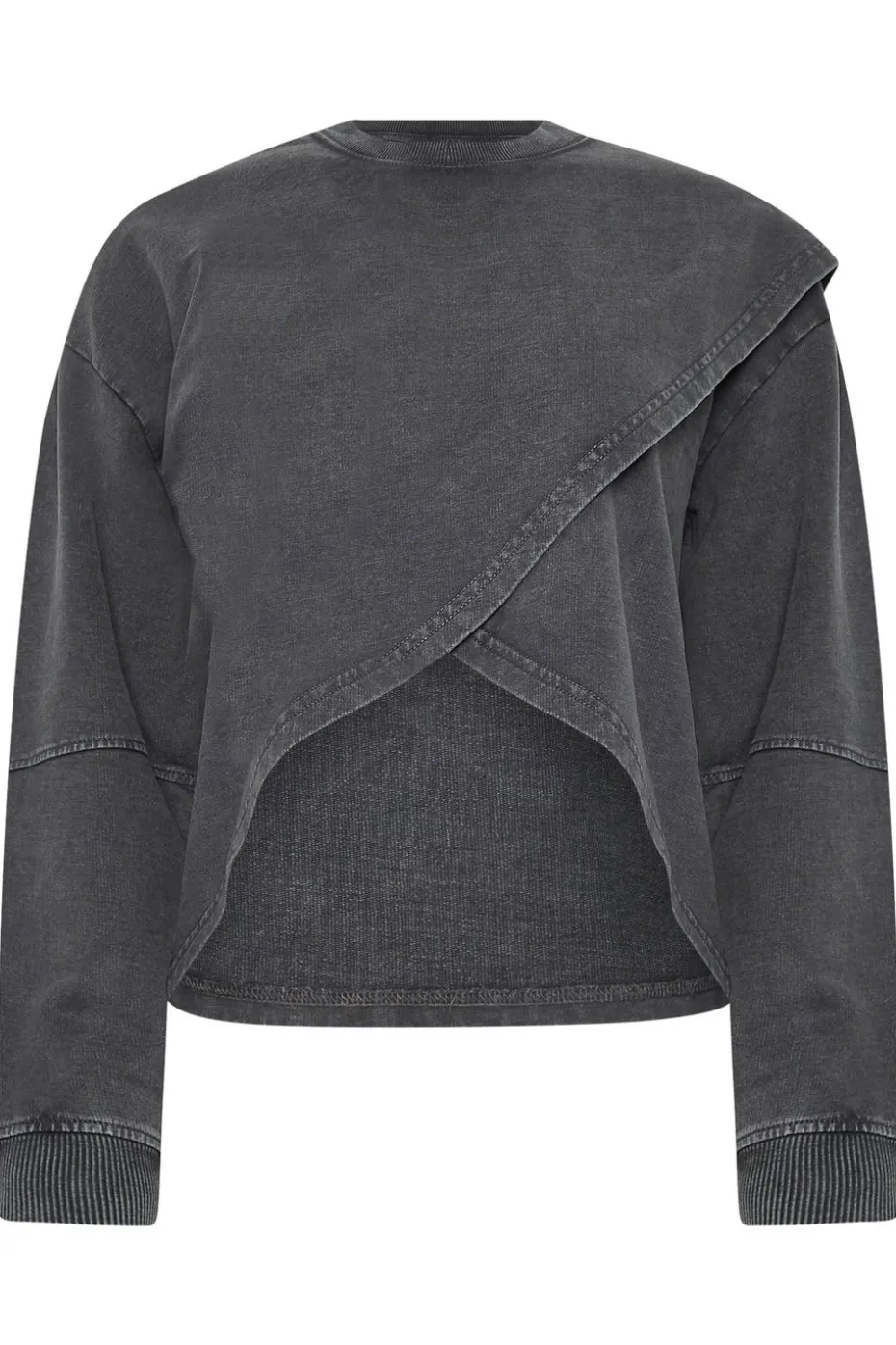 Pixiegirl Petite Grey Acid Wash Cross Over Sweatshirt
