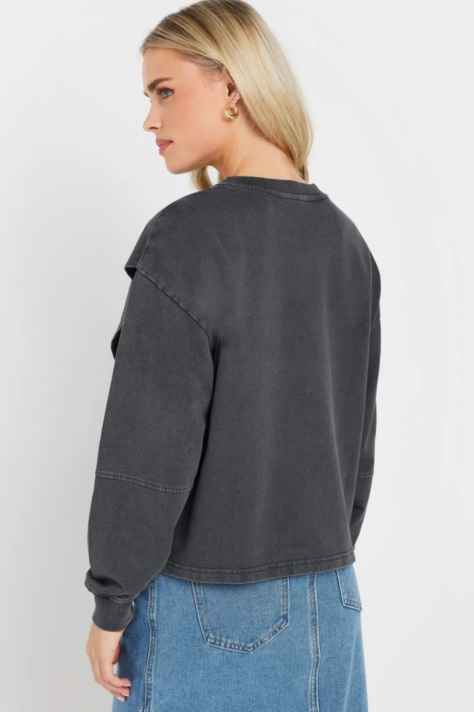 Pixiegirl Petite Grey Acid Wash Cross Over Sweatshirt