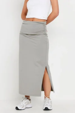 Pixiegirl Petite Grey Fold Over Maxi Skirt