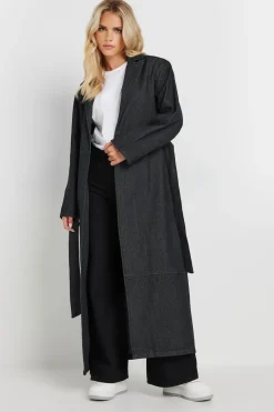 Pixiegirl Petite Indigo Blue Denim Belted Trench Coat