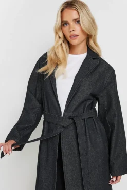Pixiegirl Petite Indigo Blue Denim Belted Trench Coat