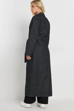 Pixiegirl Petite Indigo Blue Denim Belted Trench Coat