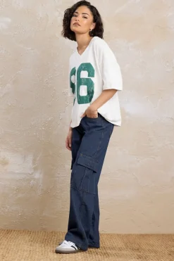 Pixiegirl Petite Indigo Blue Non-Stretch Utility Cargo Jeans