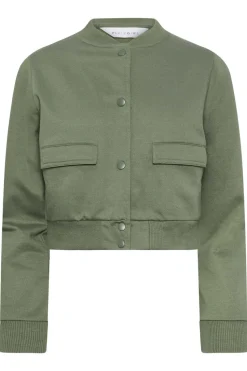 Pixiegirl Petite Khaki Green Jersey Bomber Jacket