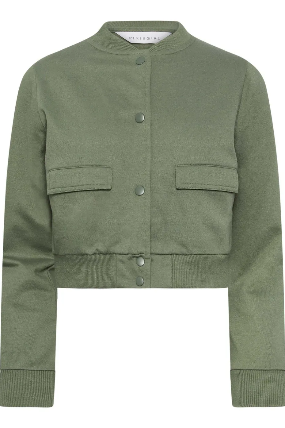 Pixiegirl Petite Khaki Green Jersey Bomber Jacket