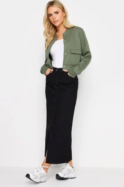 Pixiegirl Petite Khaki Green Jersey Bomber Jacket