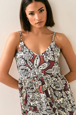 Pixiegirl Petite Rust Orange Floral Print Midi Dress