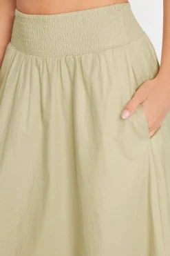 Pixiegirl Petite Stone Brown Poplin Maxi Skirt