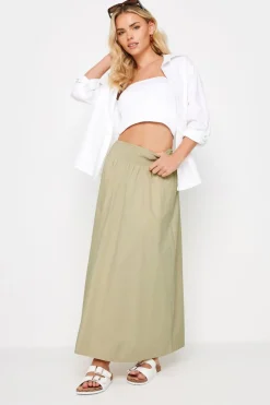 Pixiegirl Petite Stone Brown Poplin Maxi Skirt