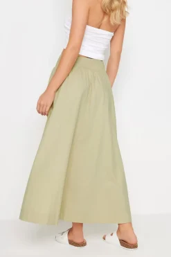 Pixiegirl Petite Stone Brown Poplin Maxi Skirt