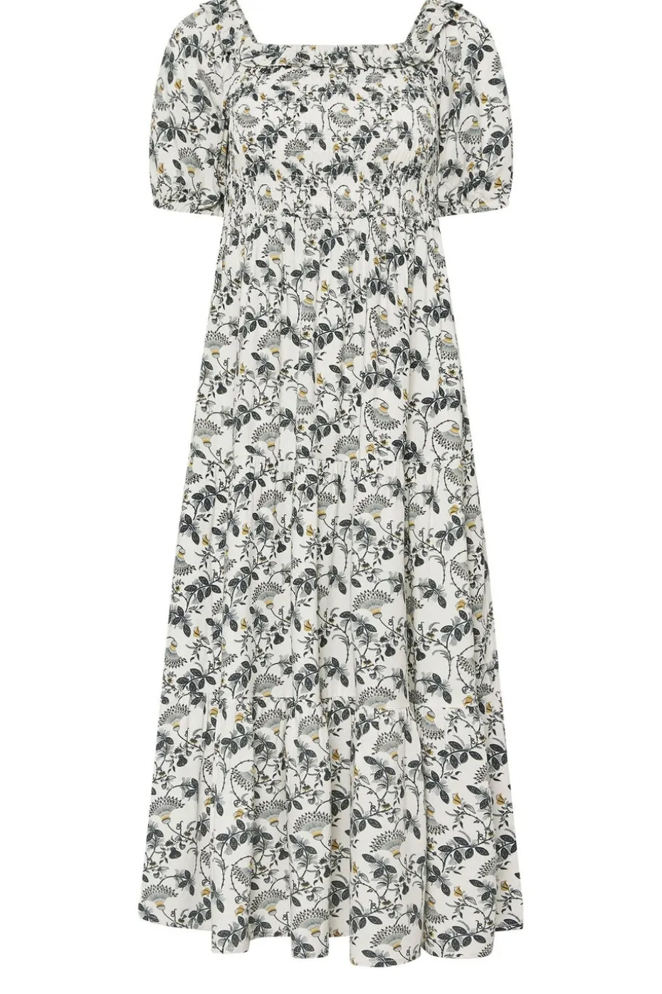 Pixiegirl Petite White Paisley Floral Tiered Bardot Dress