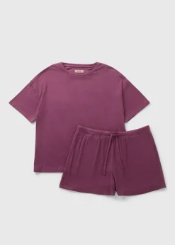Plum Brushed Waffle Pyjama Set