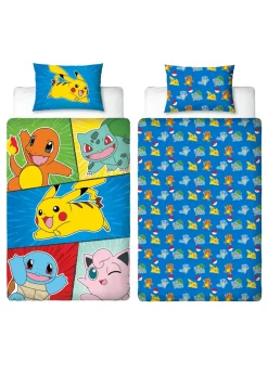 Pokemon Blue Retro Polycotton Duvet Cover Set